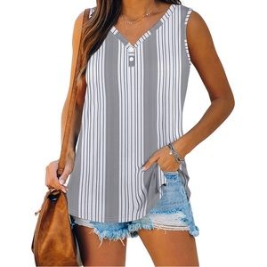 Weeso Women's V-Neck Tank Top with Buttons in Size XL"